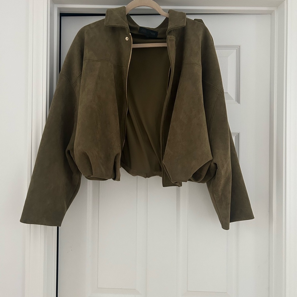 Zara Olive Bomber Jacket for Women